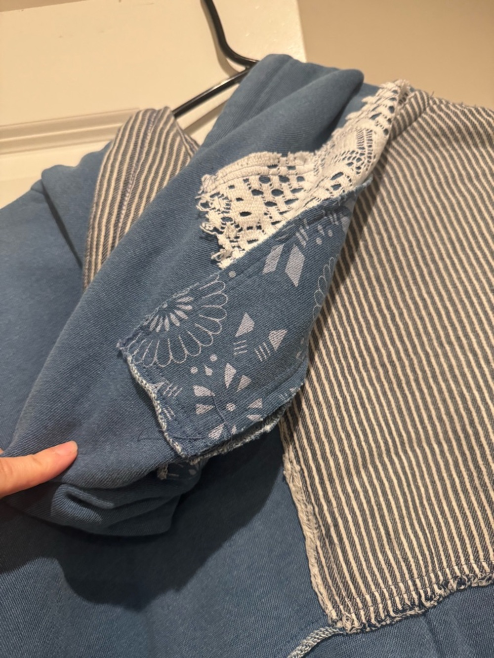 We The Free Indigo Patchwork Lace Hoodie - Picture 4 of 5